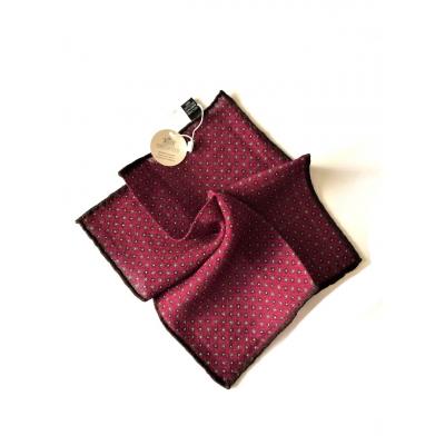 Burgundy red , brown special pattern wool pocket square