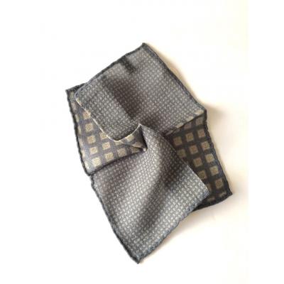 Gray special pattern wool pocket square