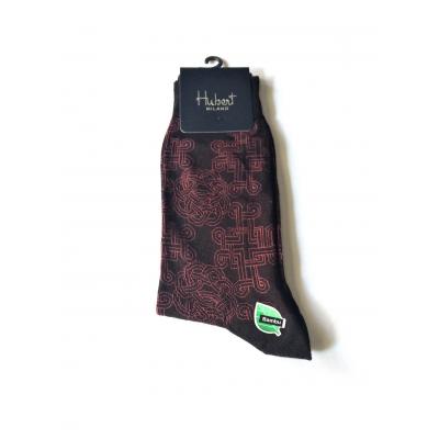 HUBERT MILANO SİYAH ,BORDO DESENLİ ÇORAP