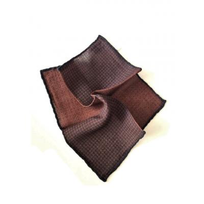 Brown, anthracite special pattern wool pocket square