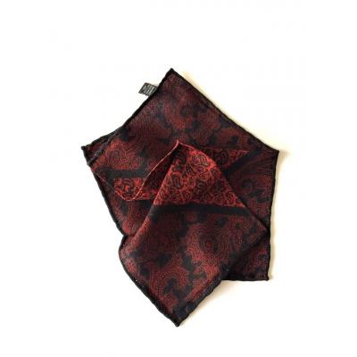 Red, Black Special Pattern Wool Pocket square