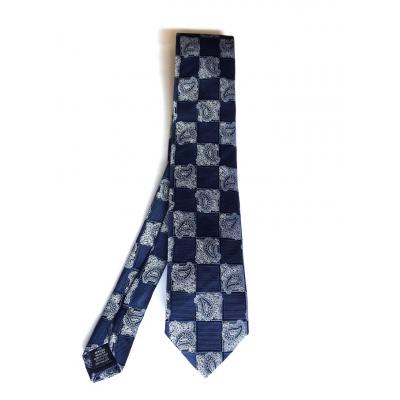 Navy blue, silver tie