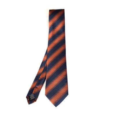 Orange,navy blue tie