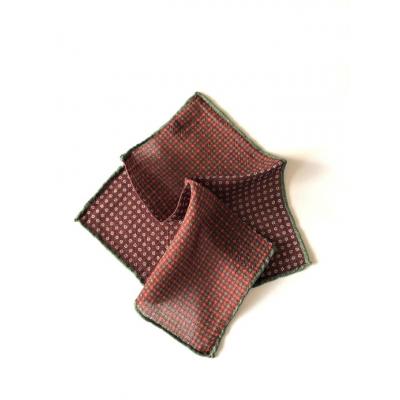 Green, brown, camel special pattern wool pocket square