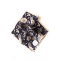 navy blue, pastel pink floral pattern wool pocket square