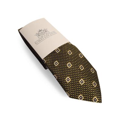 Siyah,hardal sarısı,Beyaz özel desen kravat SRKK0029