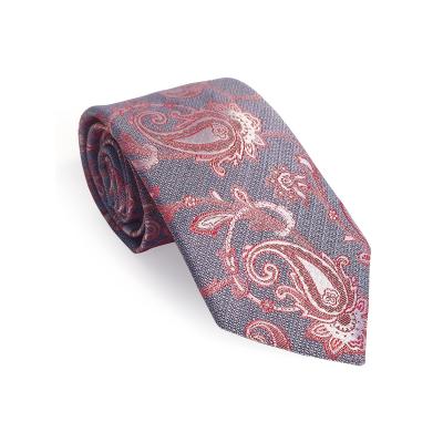 Koyu Gri,Bordo,Gümüş şal desen kravat SRKK0013