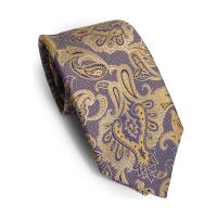 Gri,sarı,gümüş şal desen ipek kravat SRKİ0041